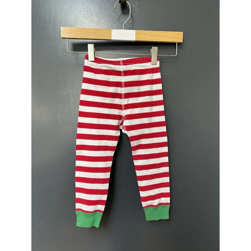 Hanna Andersson Sz 3 Organic Cotton Striped Pajama Set Green White Red Kids
